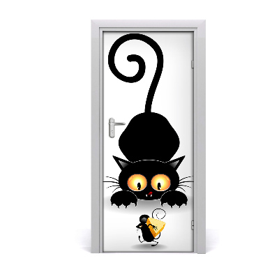 Autocolante pentru usi pisică de perete și mouse-ul