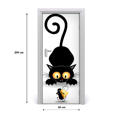 Autocolante pentru usi pisică de perete și mouse-ul