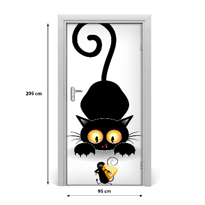 Autocolante pentru usi pisică de perete și mouse-ul