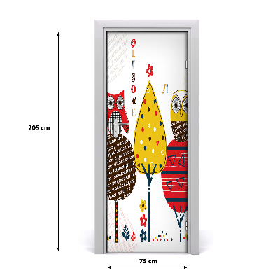 Autocolante pentru usi Owls pe copaci
