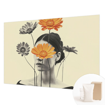 Fototapet modern la comandă cu motiv floral în tonuri explozive