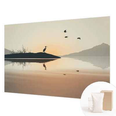 Fototapet vlies pentru living cu model de apus de soare și curcubeu