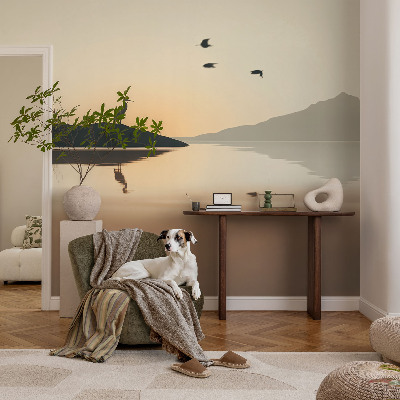 Fototapet vlies pentru living Apus de soare curcubeu