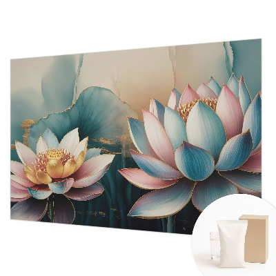 Fototapet pentru living cu model de flori gri