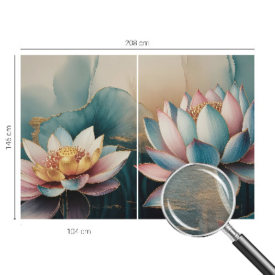 Fototapet pentru living Flori gri