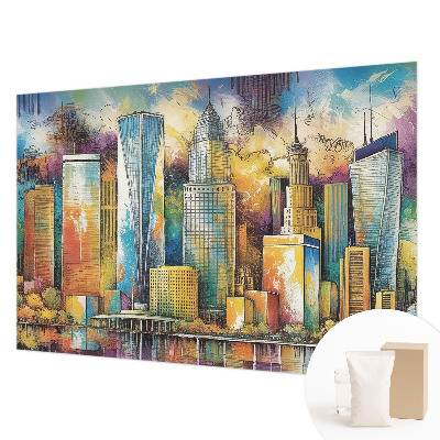 Fototapet decorativ pe perete cu design abstracție colorată pentru interior