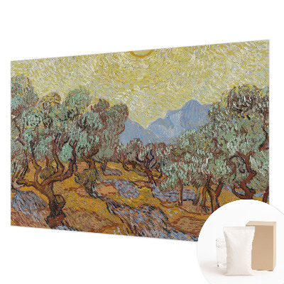 Fototapet modern pentru living cu motiv de flori în tonuri pastelate