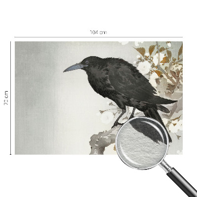 Tapet foto Ravn i blomsterne