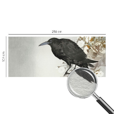 Tapet foto Ravn i blomsterne