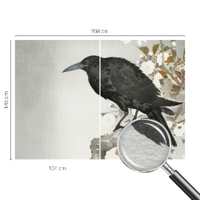 Tapet foto Ravn i blomsterne