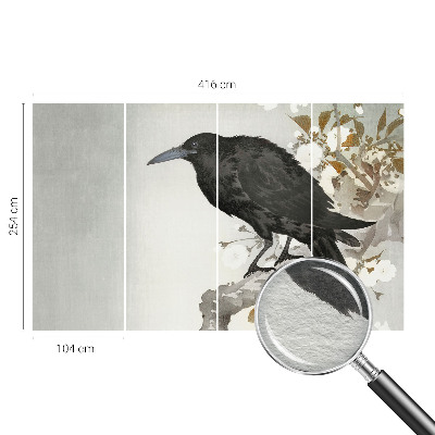 Tapet foto Ravn i blomsterne