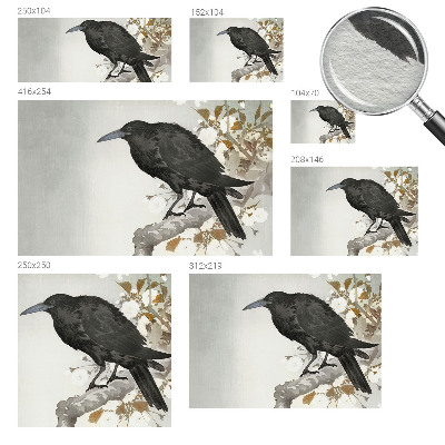 Tapet foto Ravn i blomsterne