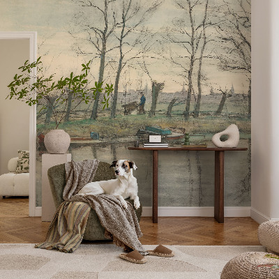 Fototapet modern la comandă Vinterlandskab