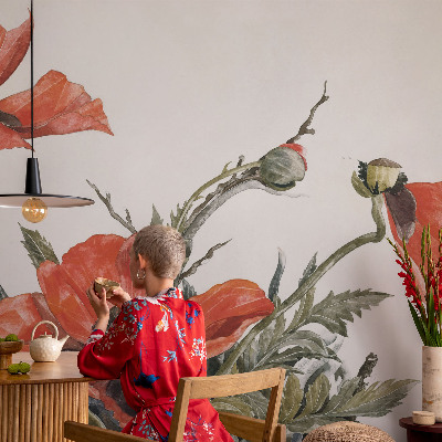 Fototapet vlies pentru living Røde valmuer