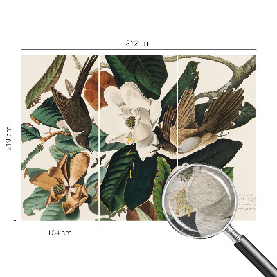 Fototapet modern pentru living Fugle magnolier