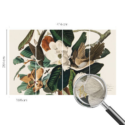 Fototapet modern pentru living Fugle magnolier
