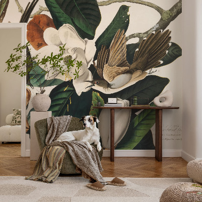 Fototapet modern pentru living Fugle magnolier