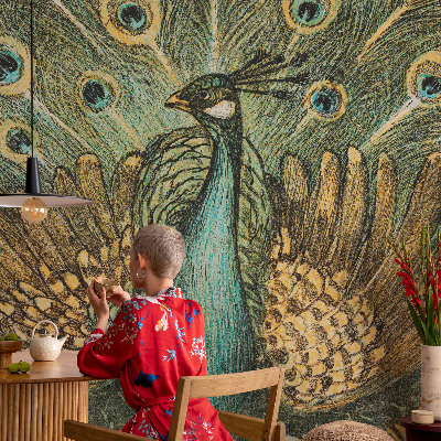 Fototapet la comandă pentru living Majestætisk påfugl