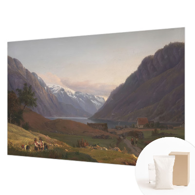 Fototapet vlies pentru dormitor cu print cu panorama montană Bjergpanorama