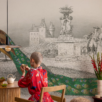 Tapet foto decorativ Farverige fjer