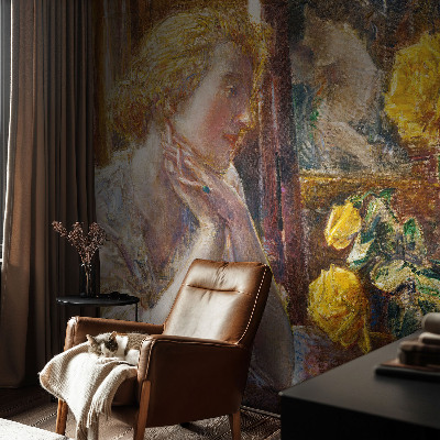 Fototapet modern Kvinde med roser