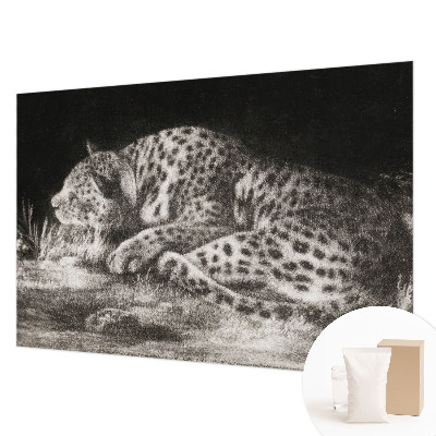 Fototapet vlies pentru living cu motiv de leopard în poziție odihnindu-se