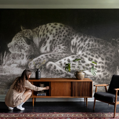 Fototapet vlies pentru living Leopard hviler sig