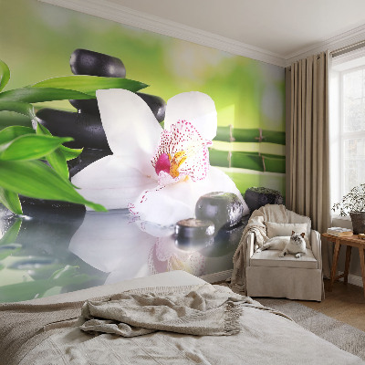 Fototapet 3D pentru living cu motiv de scânduri de lemn