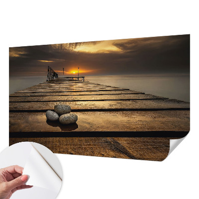 Fototapet autoadeziv pentru dormitor cu design cu inele din lemn