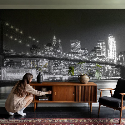 Fototapet 3D pentru living cu aspect de lemn albastru