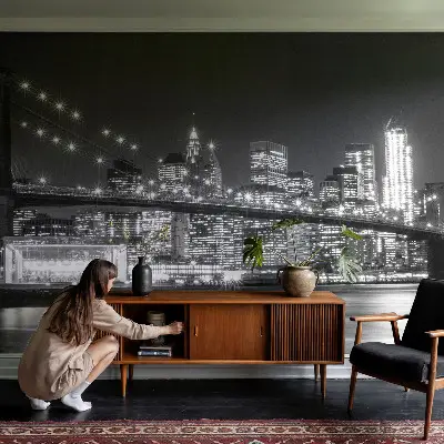 Fototapet 3d pentru living Lemn albastru