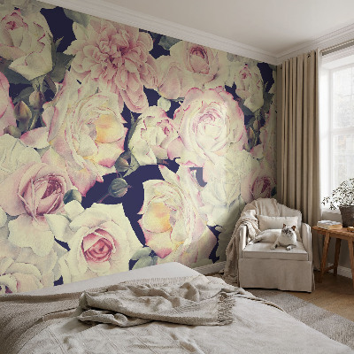 Fototapet 3D pentru dormitor cu motiv floral într-un stil fantezie