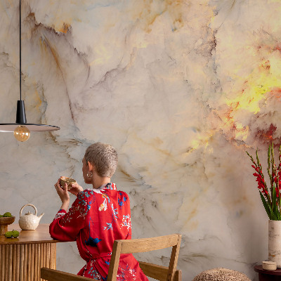 Fototapet 3D pentru living cu motiv floral simetric
