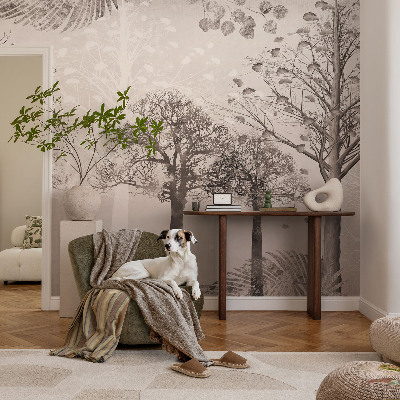 Fototapet 3D pentru living cu flori subtile în nuanțe delicate