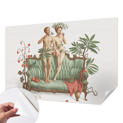 Fototapet autoadeziv pentru camera copiilor cu un cuplu de păsări în design decorativ