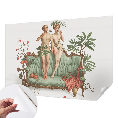 Fototapet autoadeziv pentru camera copiilor cu un cuplu de păsări în design decorativ