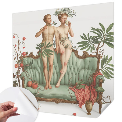 Fototapet autoadeziv pentru camera copiilor cu un cuplu de păsări în design decorativ