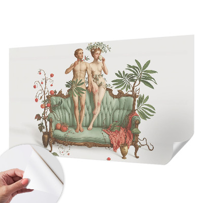 Fototapet autoadeziv pentru camera copiilor cu un cuplu de păsări în design decorativ