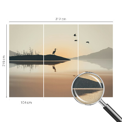 Fototapet 3d pentru dormitor cu motivul unui apus de soare în nuanțe de curcubeu