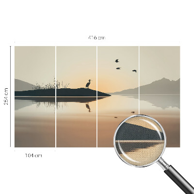 Fototapet 3d pentru dormitor cu motivul unui apus de soare în nuanțe de curcubeu