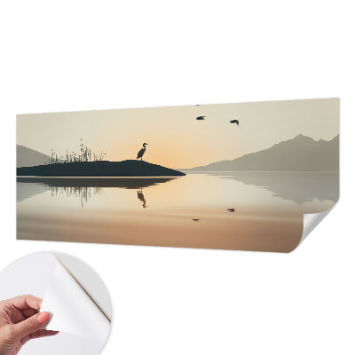 Fototapet 3d pentru dormitor cu motivul unui apus de soare în nuanțe de curcubeu