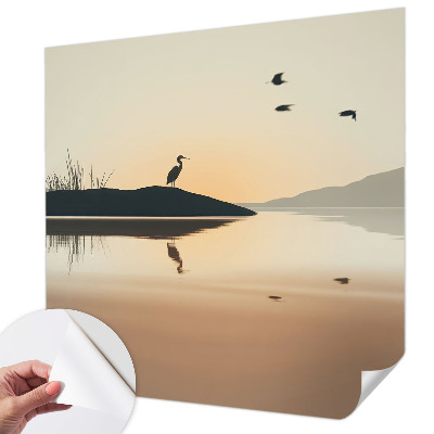 Fototapet 3d pentru dormitor cu motivul unui apus de soare în nuanțe de curcubeu