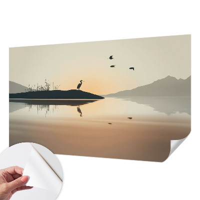 Fototapet 3d pentru dormitor cu motivul unui apus de soare în nuanțe de curcubeu