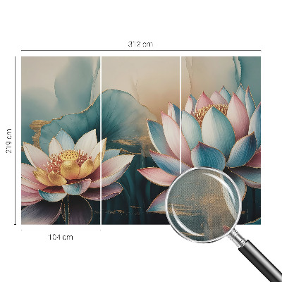 Fototapet 3D pentru dormitor cu motiv de flori gri