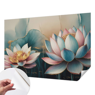 Fototapet 3D pentru dormitor cu motiv de flori gri