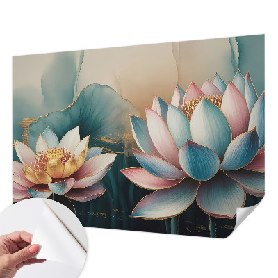 Fototapet 3D pentru dormitor cu motiv de flori gri