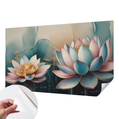 Fototapet 3D pentru dormitor cu motiv de flori gri