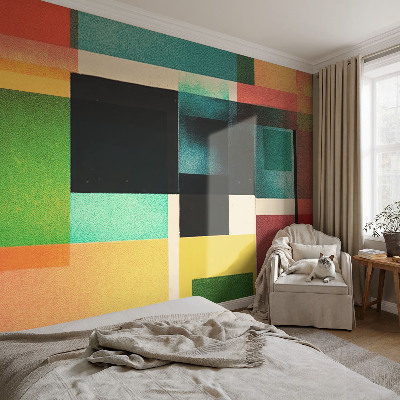 Fototapet 3d pentru dormitor cu design în tonuri armonioase și motive geometrice