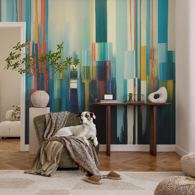 Fototapet 3D pentru living cu un motiv abstract colorat