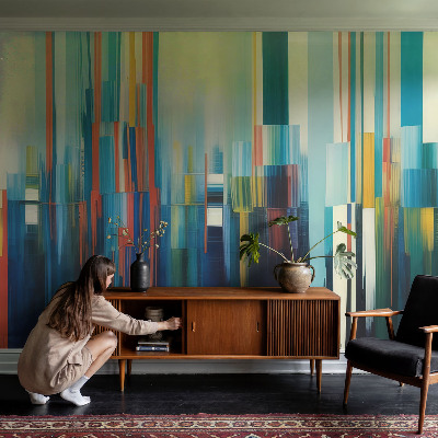 Fototapet 3D pentru living cu un motiv abstract colorat